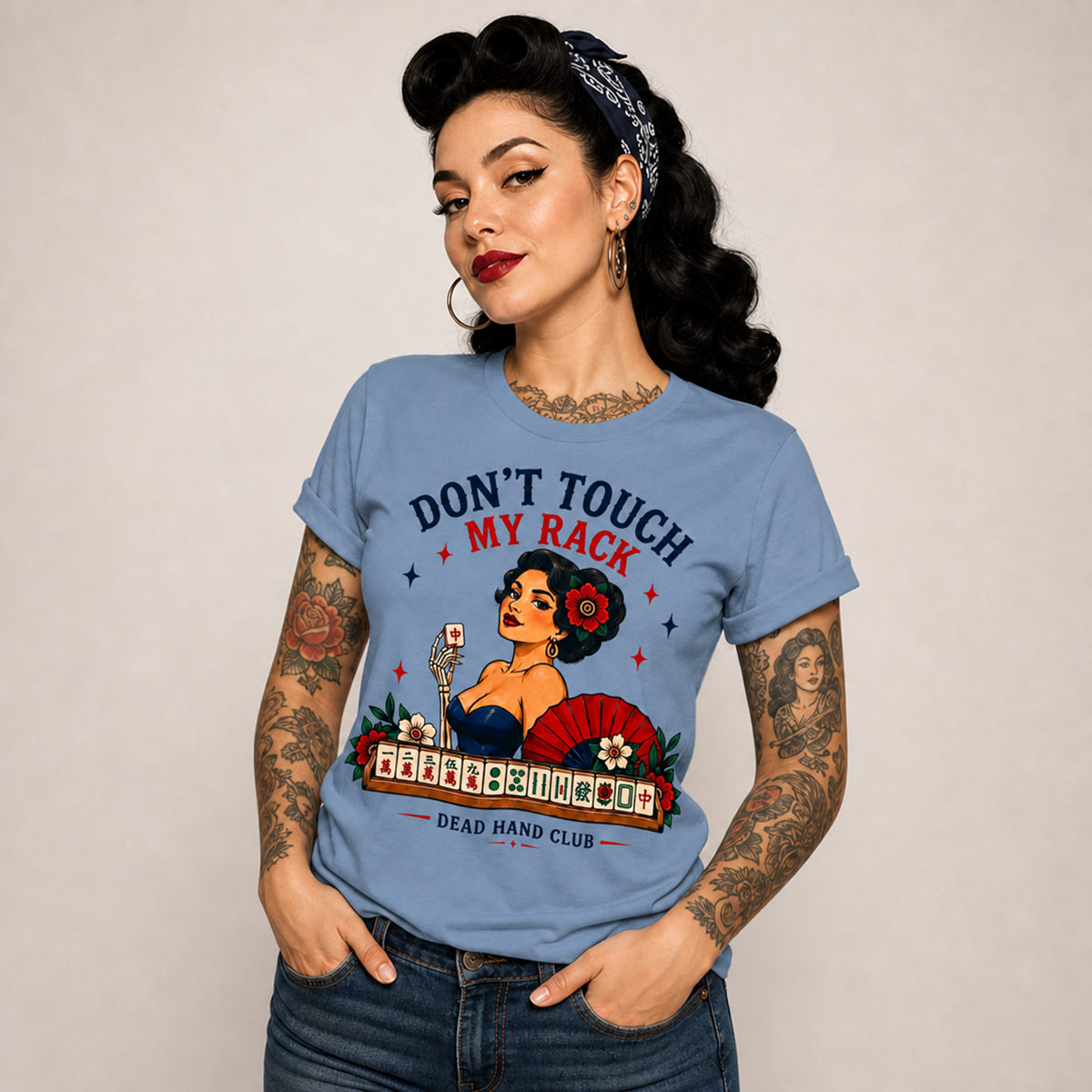 Don’t Touch My Rack Mahjong Shirt — Retro Pinup