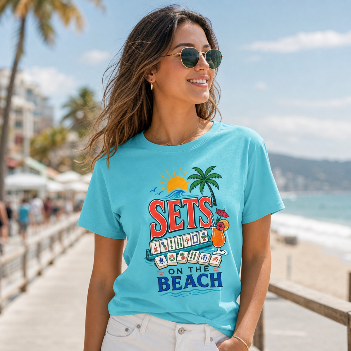 Sets on the Beach Mahjong Shirt